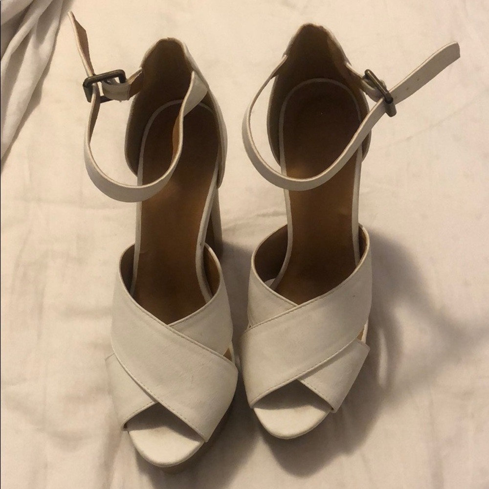 White wedge heels